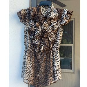 Cap sleeve ruffle leopard tank top